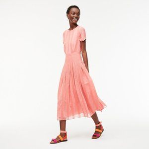 NWT J Crew Midi Dress in Embroidered Chiffon -Pink